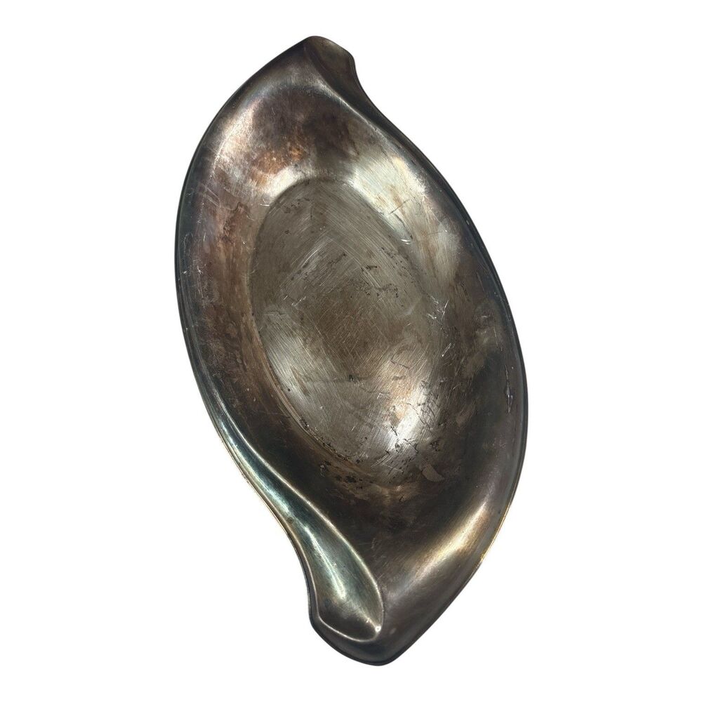 Vintage Silver Wind Silverplate Modernist Oval Candy Nut Relish Bowl Dish 13”